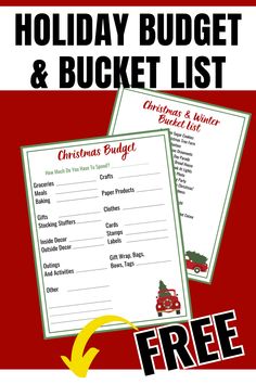 the holiday budget and bucket list is shown