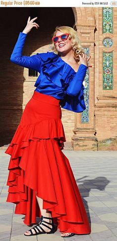 SALE 30% OFF Red Ruffle Skirt Red Cotton Skirt High Waist https://www.etsy.com/listing/519885910/sale-30-off-red-ruffle-skirt-red-cotton?utm_campaign=crowdfire&utm_content=crowdfire&utm_medium=social&utm_source=pinterest Flamenco Skirt, Long Maxi Skirt, Skirt High Waist, High Waist Skirt, Red Skirt, Ruffled Skirt, Long Maxi Skirts, Outfits Spring, Skirt Long