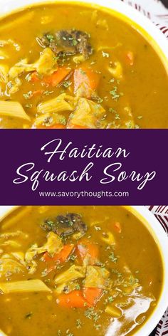 Haitian Squash Soup Puerto Rican Soup, Soup Joumou, Zone Recipes, Easy Cheap Dinners, Yummy Fall Recipes