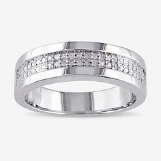 a white gold ring with diamonds on it