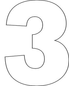 the number three is shown in black and white, with an outline for it to be cut