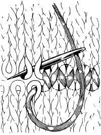 a drawing of an arrow and some other things in the background that is black and white