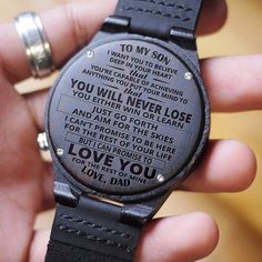 SON DAD - NEVER LOSE - WOOD WATCH Wooden Watches For Men, Perfect Gift For Boyfriend, Beautiful Watch, Watch Engraving, Ideas Hogar, To My Son, Gifts For Fiance, Diy Gifts For Boyfriend, Mom Tips