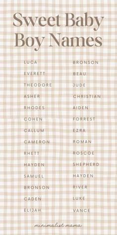 a baby name chart with the names of its babies