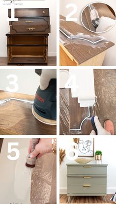 the steps in how to paint furniture with acrylic and waxed wood stain