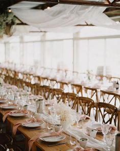 the tables are set up for an event