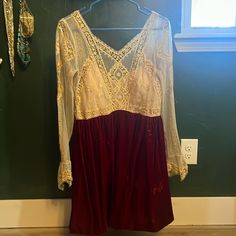 Velvet And Lace Free People Dress Dresses Velvet, People Dress, Free People Dresses, Free People Dress, Velvet Dress, Colorful Dresses, Free People, Size 6, Velvet