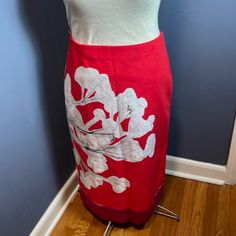 Zara Skirt In Red/White Size-Large Nwt Red Fitted Zara Skirt, Fitted Red Zara Skirt, Zara Red Skirt For Spring, Elegant Red Zara Skirt, Zara Skirt, Zara Skirts, Red White, Red And White, A Line