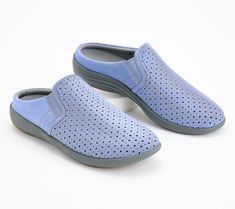 Step into Summer and feel supported all season long in these perforated neoprene mules. They're washable, so you can leisurely stroll sandy shorelines, bike past cranberry bogs, or walk a few extra city blocks. From RevitalignTM. Breathable Synthetic Slip-ons For Spring, Sporty Summer Slip-ons With Arch Support, Spring Breathable Slip-ons For Sports, Spring Breathable Sports Slip-ons, Spring Sports Breathable Slip-ons, Cushioned Slip-ons For Spring Outdoor Activities, Cushioned Slip-ons For Spring Outdoor, Spring Outdoor Slip-ons With Cushioned Footbed, Comfortable Breathable Clogs For Spring