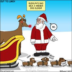 santa claus is talking to his dogs on the sleigh, and he has no idea