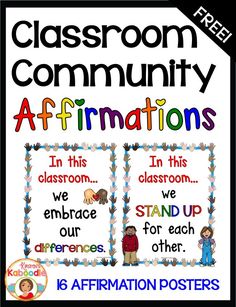 classroom poster with the words affirmations in different colors