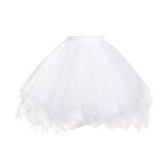 a white tulle skirt with ruffles on the bottom, and an attached belt