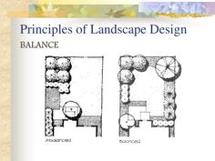 three different types of landscape design with the words,'examples of landscape design balance '