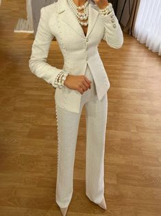 Elegant Lapel Collar Regular Fit Blazer | stylewe Dijbi Pin, Celana Fashion, Outfit Elegantes, Pant Suits For Women, Fest Outfits, Gaun Fashion, Stylish Work Attire, White Cross, Woman Suit Fashion