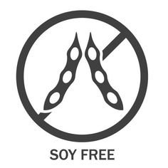 the sign says soy free with two spoons in it and an arrow pointing to each other