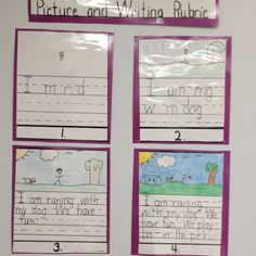 four pictures of writing paper with the words i am and m in each letter,