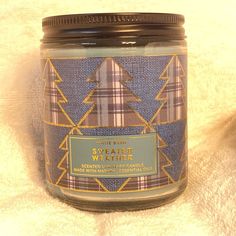 Bnwt Bath &Body Works. Delicious Smelling Candle Sweater Candle Holder, Sweater Weather Candle, White Barn, Natural Essential Oils, Bath Body Works, Sweater Weather, Candle Making, Bath And Body Works, Body Works