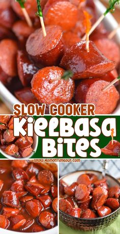 slow cooker kielbasa bites with carrots on skewers