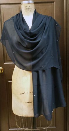 Navy Blue Chiffon XLarge Shawl Wrap with Rhinestones Outfit Large, Navy Blue Bridesmaids, Blue Halter Dress, Bridesmaid Ideas, Chiffon Shawl, Chiffon Wrap, Diy Scarf, Duchess Satin, Groom Dresses