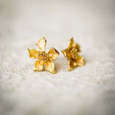 Gold Flower Earrings, Nature-inspired, Nature-inspired Gold Flower Earrings, Nature-inspired Gold Flower Shaped Earrings, Orange Blossom Flower, Ss 2024, Blossom Jewelry, Locket Ring, Wardrobe Inspiration, Steel Post