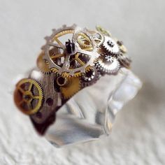 Ring Size: 11, Main Stone Color: Gold Mechanical Gears, Technology Accessories, Retro Ring, Gothic Rings, Ring Shapes, New Metal, Copper Material, Hip Hop Jewelry, Unisex Ring