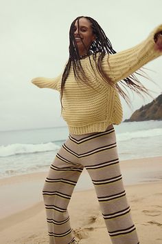 So perfect in stripes, this sweater set from our free-est collection is a cozy instant outfit. **Fit:** Top: Oversized, slouchy fit; Pants: Mid-rise, wide-leg relaxed fit **Features:** Top: Crew neckline, dropped shoulders, cozy rib knit; Pants: Drawstring waistband, pull-on design, multicolor stripe design **Why We | Mariner Sweater Set by free-est at Free People in Grey, Size: XS Spring Relaxed Sweater With Ribbed Cuffs, Relaxed Spring Sweater With Ribbed Cuffs, Relaxed Sweater With Ribbed Cuffs For Spring, Casual Striped Ribbed Bottoms, Striped Sweater For Fall Loungewear, Striped Sweater For Winter Loungewear, Cozy Oversized Spring Bottoms, Oversized Cozy Bottoms For Spring, Cozy Oversized Bottoms For Spring