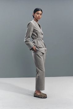 100% WOOL BELTED BLAZER ZW COLLECTION - Brown / Taupe | ZARA United States Elegant Notch Lapel Blazer With Belt, Elegant Blazer With Belt And Notch Lapel, Timeless Belted Outerwear For Work, Elegant Belted Blazer For Workwear, Elegant Blazer With Belt For Business, Elegant Business Blazer With Belt, Timeless Outerwear With Belted Cuffs For Work, Tailored Long Sleeve Blazer With Belt, Formal Belted Blazer For Fall