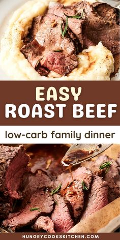 Enjoy this Easy Roast Beef, a tender and high-protein main course perfect for any occasion. This simple and delicious meal is great for family dinners, hosting friends, and holiday roasts. With easy meal prep, this oven roast beef is a comfort food favorite for weeknight dinners and special gatherings. Check out this low-carb recipe now!