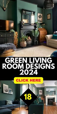 Dark Green Living Room Aesthetic, Dark Green Walls Living Room, Dark Green Accent Wall Living Room, Black And Green Living Room Ideas, Grey Green Living Room, Living Room Inspiration Green, Green Wall Living Room, Green Living Room Paint Colors, Living Room Ideas Dark