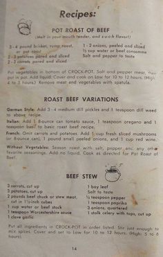 an old recipe for roast beef with instructions