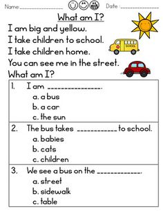 a worksheet with words and pictures on it