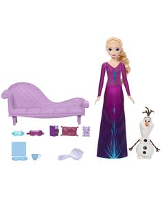 the frozen princess doll is next to her bed and accessories for making it look like she's sleeping