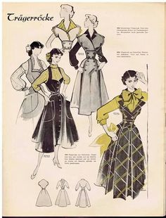 1951 European Vintage Fashion, 1950s Fashion Plates, Vintage Fashion Sketches, Vintage Clothes Patterns, Fashion Illustration Vintage, Old Fashion Dresses, Fashion Book, Vintage Drawing, Retro Mode