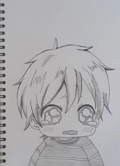 a drawing of a boy with big eyes