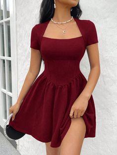 Semi Formal Dresses For Women Plus Size, Mini Gown Short Prom, Long Square Neck Dress With Sleeves, Short Dress Inspo Casual, Cute Gowns Simple Short, A Line Dress With Pockets, Elastic Dresses Ankara, Fitted A Line Dress, Short Dresses Flowy