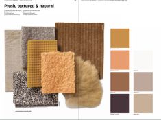 an article in the magazine shows different colors and textures, including brown, orange, yellow, and beige