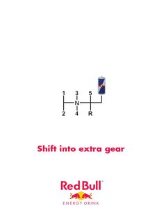 red bull energy drink advertises the use of an extra gear line to control its energy consumption