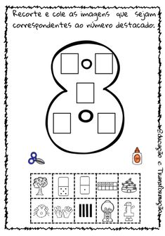 the number 8 worksheet for children to practice numbers and counting them in spanish