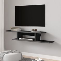 a flat screen tv mounted to the side of a wall