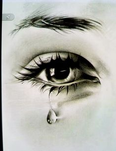 a drawing of an eye with tear coming out of the iris's left eye