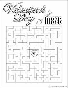 the valentine's day maze is shown in black and white