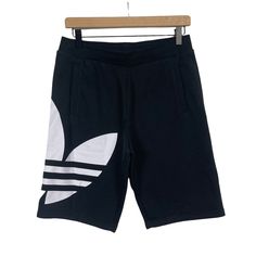 Adidas Trefoil Shorts Pull On Style Drawstring Closure Inside Waistband 2 Front Pockets 10" Inseam Cotton/Polyester/Spandex Machine Wash Nwt Size Youth Large Cheap Adidas Shorts With Three Stripes, Adidas Streetwear Bottoms With Built-in Shorts, Adidas Bottoms With Built-in Shorts For Streetwear, Cotton Three Stripes Streetwear Shorts, Black Letter Print Shorts For Spring, Adidas Cotton Bottoms With Built-in Shorts, Black Sportswear Shorts With Letter Print, Black Letter Print Sportswear Shorts, Black Shorts With Three Stripes Branding