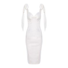 Zasha elegant white midi dress – an impressive creation, with delicate details that make it stand out  It is made of a mixture of cotton, viscose and polyamide, with a satin and slightly textured appearance. The corset dress has adjustable bows on the shoulders, sweetheart neckline and back zipper closure. The tapered cut emphasizes the silhouette in an elegant and sophisticated way. 15% cotton 25% viscose 60% polyamide dry clean Luxury Off-white V-neck Midi Dress, White Stretch A-line Midi Dress, White Midi, Beachwear Collection, Delicate Details, White Midi Dress, Gifts For New Mums, Corset Dress, Pearl Jewellery Earrings