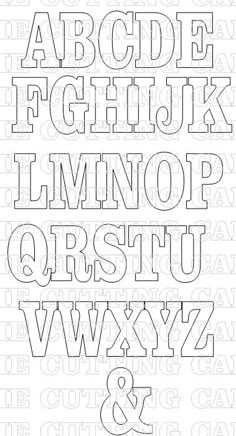 the alphabet is outlined in black and white, with letters that appear to be made out of