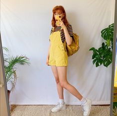 Yellow Aesthetic Outfits, Aesthetic Yellow Outfits, Yellow Jumper Outfit, Mathilda Mai, Yellow Outfits, Yellow Jumper, Aesthetic Yellow, Artsy Outfit