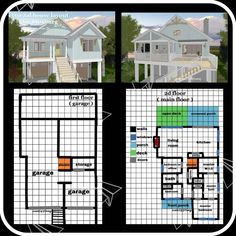 the floor plan for a house with three levels