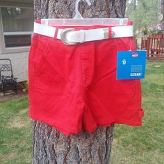 "A vintage Pair of Womens denim  Shorts New with tags Gitano Brand Size 10 Comes with a white belt rise: 12.5\"  waist: 28\" Inseam: 6\" Waist to bottom: 15\" NOTE\" THESE ARE NEW BUT....THE BELT IS MISSING THE PRONG THAT ADJUSTS THE SIZE.   SEE PICTURES.  Thanks for looking and please keep checking our store for updates.  We update weekly adding new items. Our items come from a smoke free and pet free environment." Womens Denim Shorts, Red Denim Shorts, Red Denim, Womens Denim, White Belt, Denim Shorts Women, Belt Size, Denim Women, Short Outfits