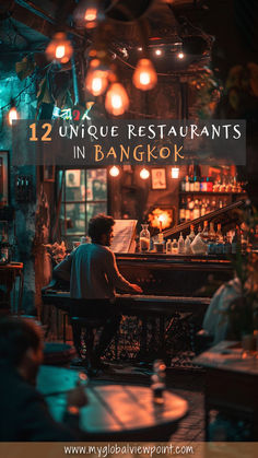 Image of a unique restaurant in Bangkok with text overlay Bangkok Night Aesthetic, Best Restaurants In Bangkok, Bangkok Bar, Thailand Restaurant, Traveling Thailand, Hong Kong Itinerary, Asian Destinations