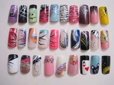 . 90s Acrylic Nails Art Designs, Unghie Nail Art, Natural Nail Designs, Nails Art Designs, Fake Nails Designs, Cute Acrylic Nail Designs, Painted Nail Art, New Nail Art