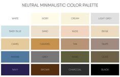 the neutral color palette is shown with different colors and names for each type of paint